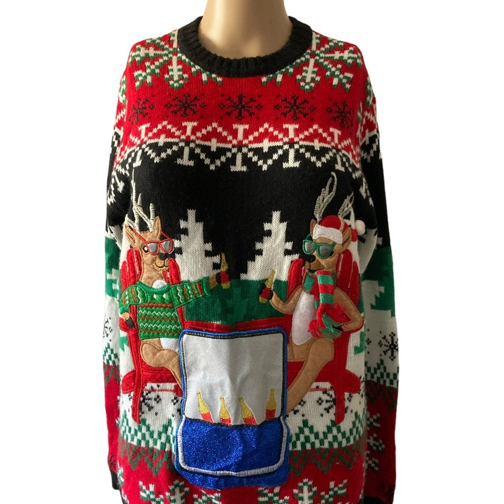 33 Degrees Cheers to Deer's and Beers Size S Ugly Christmas Fun Sweater